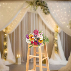 Aperturee - Aperturee Real Scene White Floral Wedding Photography Backdrop