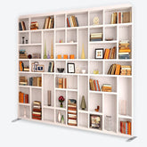 Aperturee - Aperturee Realistic Bookshelf with Classic Books and Elegant Decor Square Double-Sided Backdrop Study Library Photo Prop