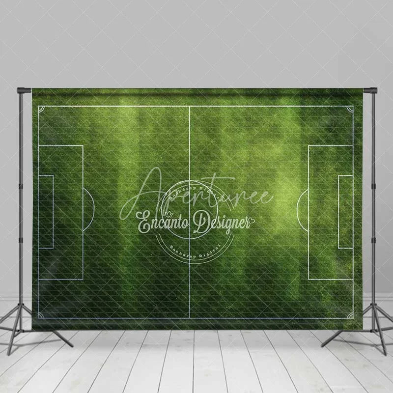 Aperturee - Aperturee Realistic Green Grass Soccer Field Backdrop Sports Theme Party Decoration Football Game Background