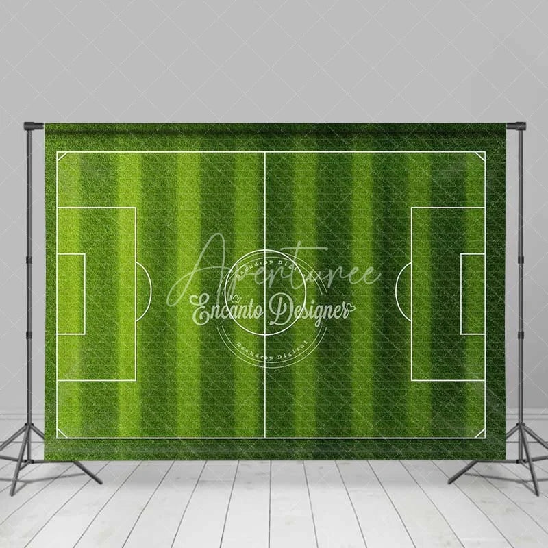 Aperturee - Aperturee Realistic Green Grass Soccer Field Backdrop Sports Theme Photography Background for Birthday Party Game Day