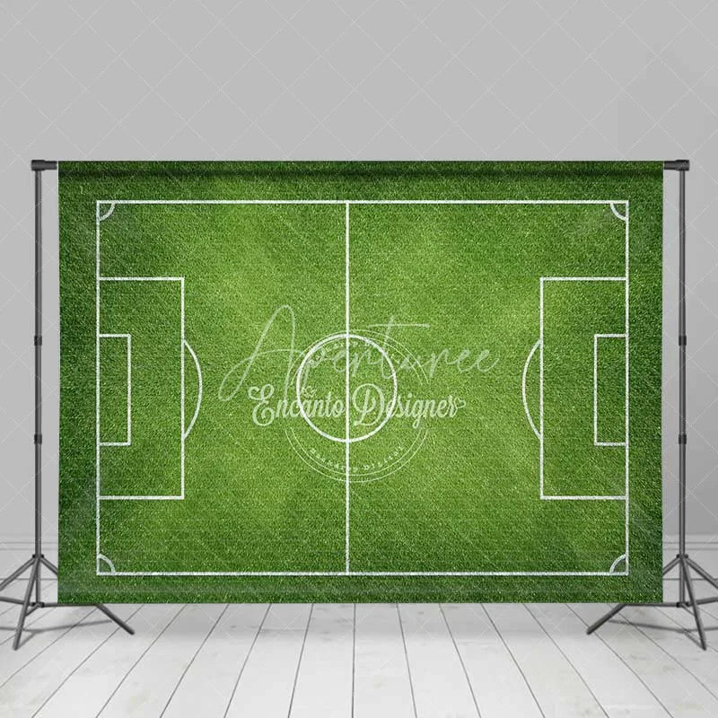 Aperturee - Aperturee Realistic Green Soccer Field Backdrop Football Sports Theme Birthday Party Photo Booth Background