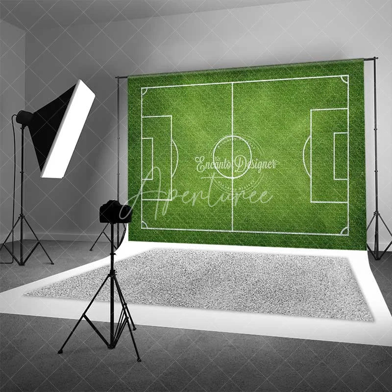 Aperturee - Aperturee Realistic Green Soccer Field Backdrop Football Sports Theme Birthday Party Photo Booth Background
