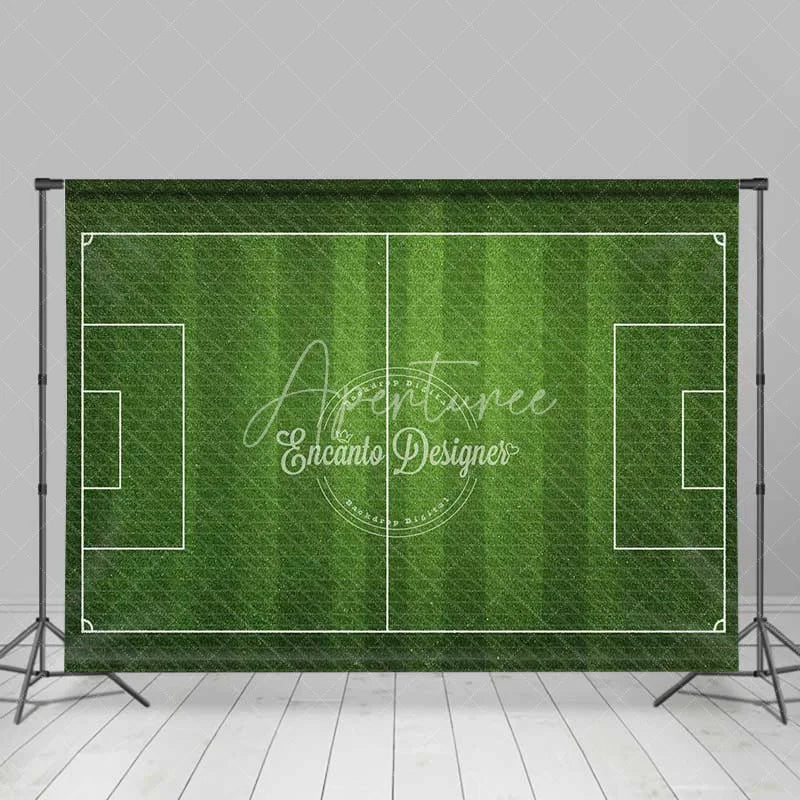 Aperturee - Aperturee Realistic Green Soccer Field Sports Game Backdrop Football Pitch Photography Background for Birthday Party