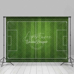 Aperturee - Aperturee Realistic Green Soccer Field Sports Game Backdrop Football Pitch Photography Background for Birthday Party