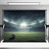 Aperturee - Aperturee Realistic Soccer Field Stadium Lights Backdrop Night Game Sports Party Photography Background