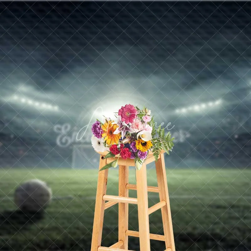 Aperturee - Aperturee Realistic Soccer Field Stadium Lights Backdrop Night Game Sports Party Photography Background
