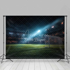 Aperturee - Aperturee Realistic Sports Soccer Field Backdrop Night Game Stadium Lights Football Party Photography Background