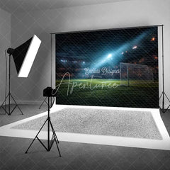 Aperturee - Aperturee Realistic Sports Soccer Field Backdrop Night Game Stadium Lights Football Party Photography Background