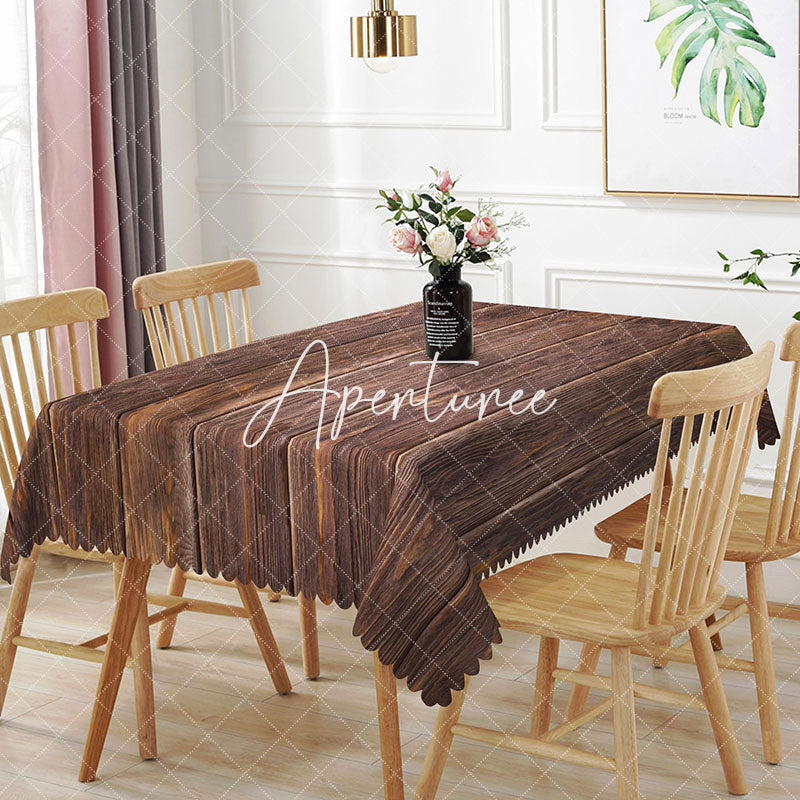 Aperturee - Aperturee Realistic Wood Grain Modern Rectangle Tablecloth