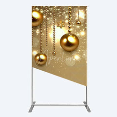 Aperturee - Aperturee Rectangle Backdrop Christmas Gold Baubles Luxury Hanging Ornaments Sparkle Rectangle Cover