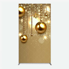 Aperturee - Aperturee Rectangle Backdrop Christmas Gold Baubles Luxury Hanging Ornaments Sparkle Rectangle Cover