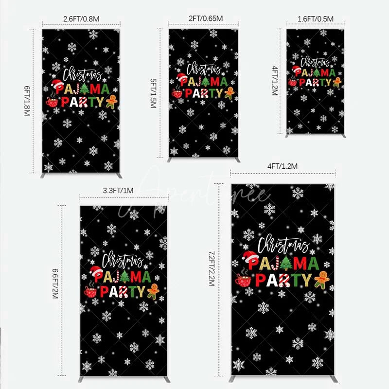 Aperturee - Aperturee Rectangle Backdrop Christmas Pajama Party Winter Gingerbread Man Cocoa Snowflake Rectangle Cover