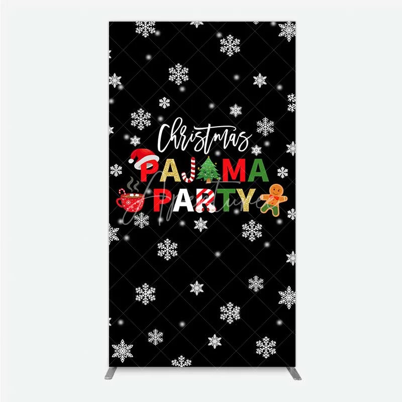 Aperturee - Aperturee Rectangle Backdrop Christmas Pajama Party Winter Gingerbread Man Cocoa Snowflake Rectangle Cover