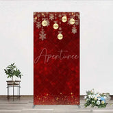Aperturee - Aperturee Rectangle Backdrop Christmas Red Gold Ornaments Cover Winter Snowflake Glitter Chiara Wall Background Holiday Party
