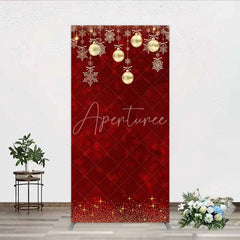 Aperturee - Aperturee Rectangle Backdrop Christmas Red Gold Ornaments Cover Winter Snowflake Glitter Chiara Wall Background Holiday Party