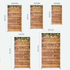 Aperturee - Aperturee Rectangle Backdrop Rustic Wood Christmas Happy Birthday Cover Winter Pine Tree Light Background Holiday Born Party