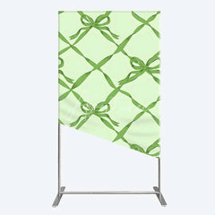 Aperturee - Aperturee Rectangle Backdrop Sage Green Bow Ribbon Lattice Pattern Party Decoration