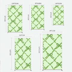 Aperturee - Aperturee Rectangle Backdrop Sage Green Bow Ribbon Lattice Pattern Party Decoration