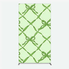 Aperturee - Aperturee Rectangle Backdrop Sage Green Bow Ribbon Lattice Pattern Party Decoration