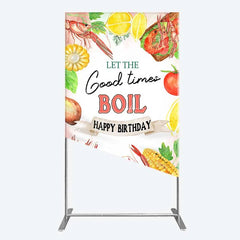 Aperturee - Aperturee Rectangle Backdrop Seafood Boil Birthday Summer Crawfish Lemon Good Times Rectangle Cover