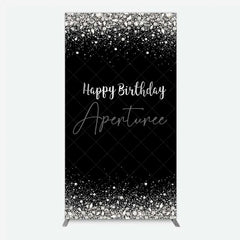 Aperturee - Aperturee Rectangle Backdrop Silver Diamonds Glitz Black Background Sparkle Happy Birthday Rectangle Cover
