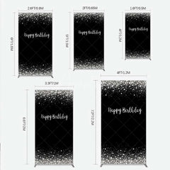 Aperturee - Aperturee Rectangle Backdrop Silver Diamonds Glitz Black Background Sparkle Happy Birthday Rectangle Cover