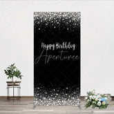 Aperturee - Aperturee Rectangle Backdrop Silver Diamonds Glitz Black Background Sparkle Happy Birthday Rectangle Cover