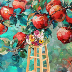 Aperturee - Aperturee Red Abstract Painted Apples Fine Art Photo Backdrop