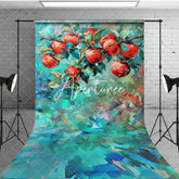Aperturee - Aperturee Red Abstract Painted Apples Fine Art Sweep Backdrop