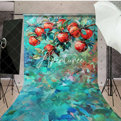 Aperturee - Aperturee Red Abstract Painted Apples Fine Art Sweep Backdrop