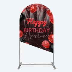 Aperturee - Aperturee Red and Black Balloons Birthday Arch Backdrop Glitter Sparkle Celebration Photography Background