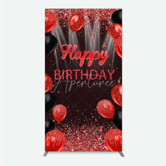 Aperturee - Aperturee Red and Black Balloons Birthday Rectangle Backdrop Glitter Sparkle Celebration Photography Background