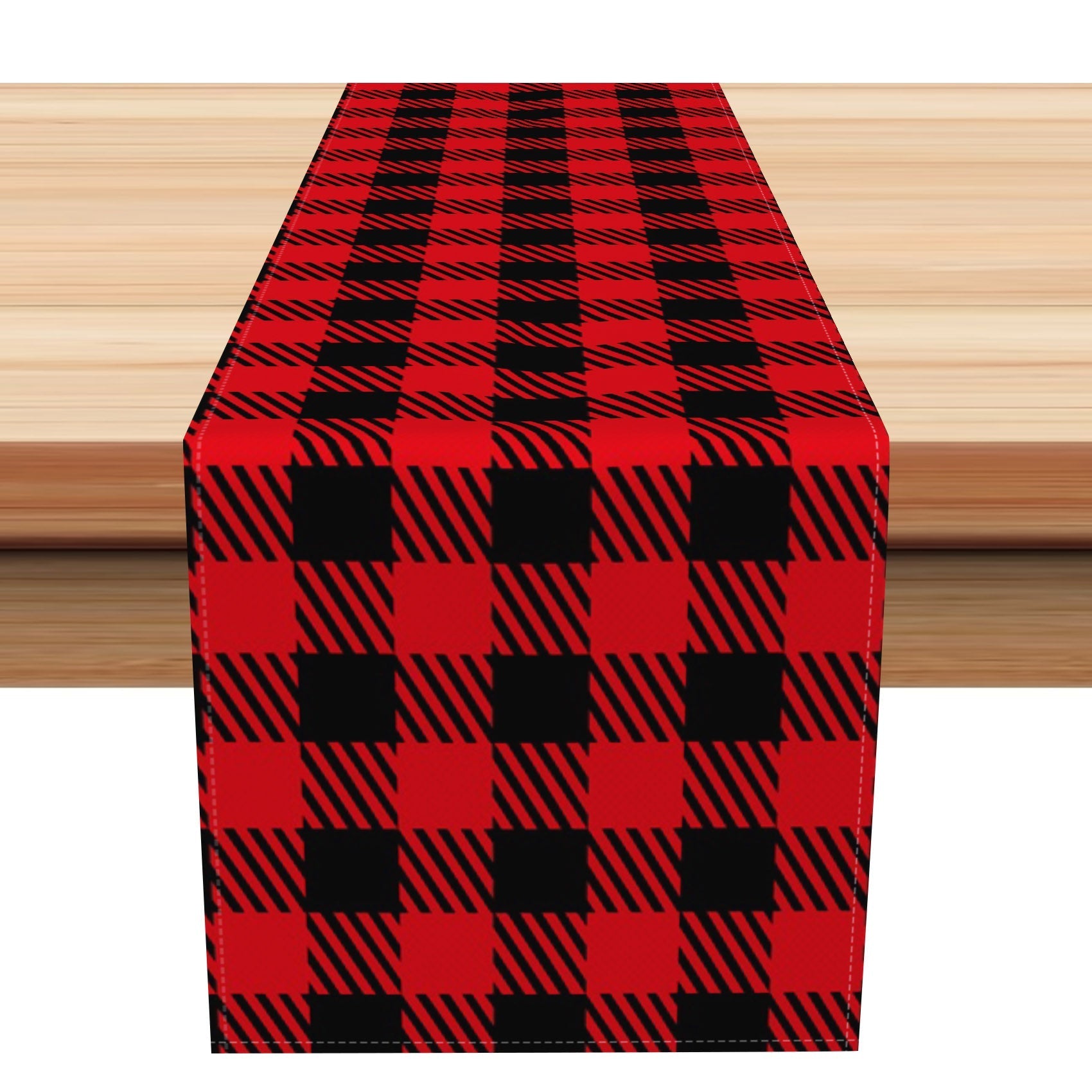 Aperturee - Aperturee Red And Black Buffalo Plaid Christmas Table Runner
