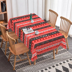 Aperturee - Aperturee Red and Black Geometric Heart Arrow Rectangle Tablecloth Boho Stripe Pattern Valentine Dining Decor