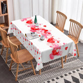 Aperturee - Aperturee Red and Pink Flowing Heart Rectangle Tablecloth Diagonal Love Stream Pattern Romantic Valentine Dining Decor