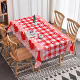 Aperturee - Aperturee Red and Pink Gingham Heart Rectangle Tablecloth Love Letter Envelope Plaid Valentine Picnic Party Decor