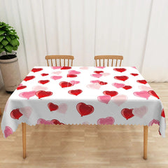 Aperturee - Aperturee Red and Pink Heart Balloon Rectangle Tablecloth 3D Love Shape Inflatable Table Cover Valentine Day Party Decor