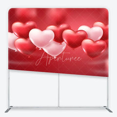 Aperturee - Aperturee Red and Pink Heart Balloons Love Square Double-Sided Backdrop Romantic Valentine’s Day Party Decor