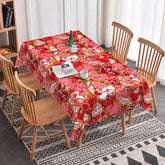 Aperturee - Aperturee Red and Pink Love Heart Cookie Rectangle Tablecloth Sweet Cursive Text Pattern Romantic Valentine Dining Decor