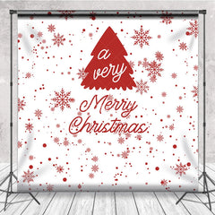 Aperturee - Aperturee Red and White Merry Christmas Tree Snowflake Minimalist Photography Backdrop