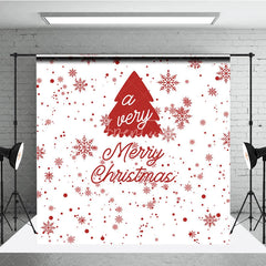 Aperturee - Aperturee Red and White Merry Christmas Tree Snowflake Minimalist Photography Backdrop