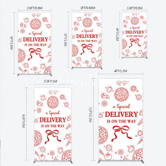 Aperturee - Aperturee Red and White Pizza Special Delivery Is On The Way Rectangle Arch Backdrop Food Themed Baby Shower Party Decor