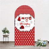 Aperturee - Aperturee Red and White Polka Dot Ladybug Baby Shower Arch Backdrop Kit Cute Little Ladybug is on Her Way Party Decor