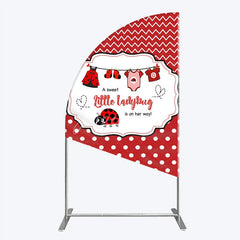Aperturee - Aperturee Red and White Polka Dot Ladybug Baby Shower Half Moon Arch Backdrop Kit Cute Little Ladybug is on Her Way Party Decor