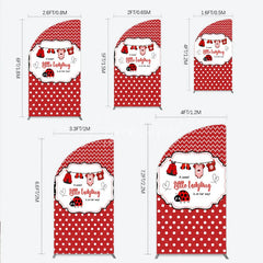 Aperturee - Aperturee Red and White Polka Dot Ladybug Baby Shower Half Moon Arch Backdrop Kit Cute Little Ladybug is on Her Way Party Decor