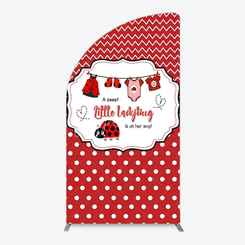 Aperturee - Aperturee Red and White Polka Dot Ladybug Baby Shower Half Moon Arch Backdrop Kit Cute Little Ladybug is on Her Way Party Decor