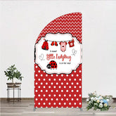 Aperturee - Aperturee Red and White Polka Dot Ladybug Baby Shower Half Moon Arch Backdrop Kit Cute Little Ladybug is on Her Way Party Decor