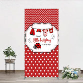 Aperturee - Aperturee Red and White Polka Dot Ladybug Baby Shower Rectangle Backdrop Kit Cute Little Ladybug is on Her Way Party Decor