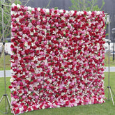 Aperturee - Aperturee Red And White Rose Flower Wall Wedding Party Decor