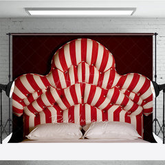Aperturee Aperturee Red and White Stripe Headboard Photography Backdrop Vintage Circus or Carnival Themed Fun Bedroom Photo Prop